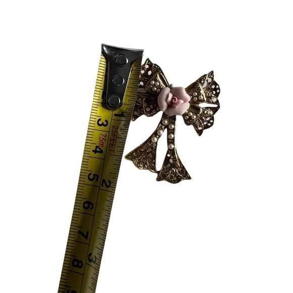 Vintage Antique Jewelry 1928 Romantic Rose adenine Bow Pin Brooch - Picture 7 of 7